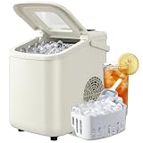 HOMCOM Máquina de Hielo Autolimpiable 12 kg/24H 1,2L 2 Tamaños, Beige