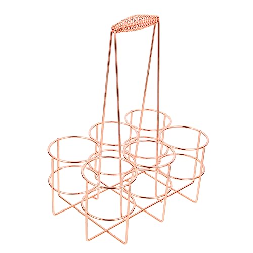 SOLUSTRE Organizador Portátil de Botellas de Cerveza de Robusto Soporte Seguro con Diseño Antideslizante para Bares y Casas Color Rosa Dorado Grande