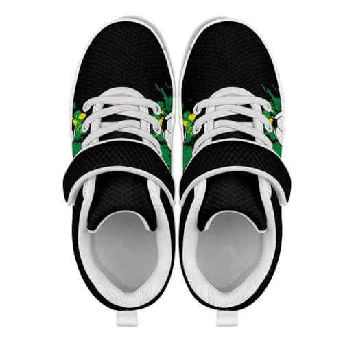 Little Boys Soccer Ball Print Athletic Sneakers Casual Hiking Tennis Fitness Training Strap Shoes2