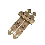 Tamaño de bloqueo: 14cm Douya Chino Antiguo Puerta Cerradura Hebilla Tallada Puerta Tira Cerradura CUADRÁNGULO PUERTA CERRADURA TEMPLO PUERTA MORTAJA CERRADURA PUERTA Y CERRADURA DE VENTANA HEBILLA PURO COBRE CANDADO