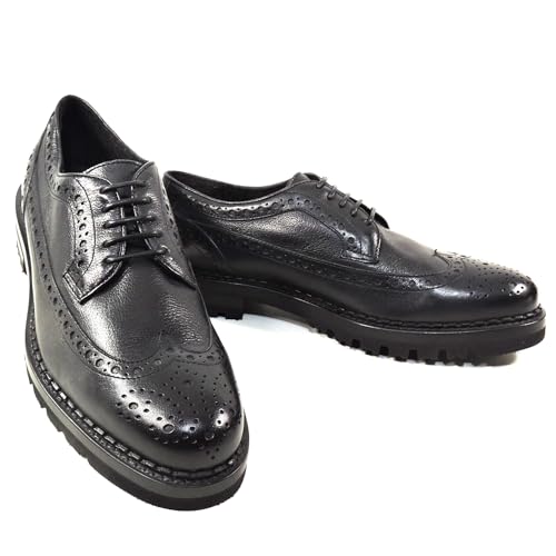 Men's Black Leather Comfort Winter Oxford Shoes, Size 43 EU2