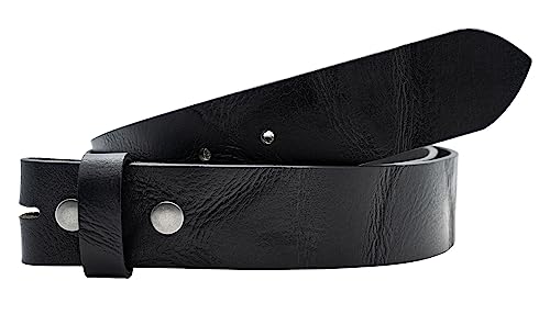 TheBeltShoppe.com Full Grain Shrunken Buffalo Leatehr Belt Strap - Black (44)