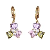 Pendientes de circonita cúbica para mujer, aretes colgantes de oro, postes ocultos a presión, piercing, joyería de regalo, 15x26mm, Cobre, Circonita cúbica