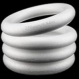 MAHIONG 4 Pack 10 Inch Craft Foam Wreath, White Polystyrene Foam Circles Ring, Round Foam Wreath Form for...