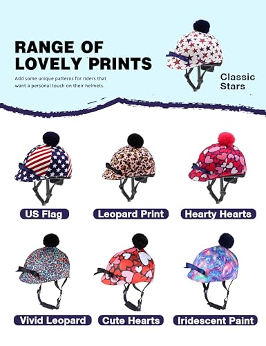 Funda para casco ecuestre contra arañazos con estampado de estrellas clásicas de lazo 5