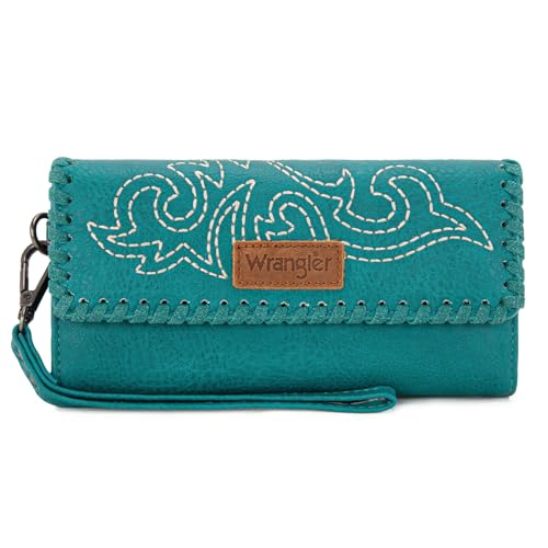 Image of Montana West X Wrangler Western Wallets for Women Trifold Wristlet Wallets Large Capacity Women Clutch Wallet with Coin Purse