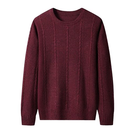 Men’s Cotton Pullover Sweater O-Neck Twist Pattern Casual Knitwear Warm Winter Jumper Knitted Outwear