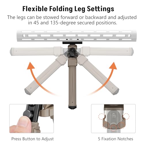 MidTen Bipod Compatible with M-Rail Bipod for Outdoors Flat Dark Earth — view 3