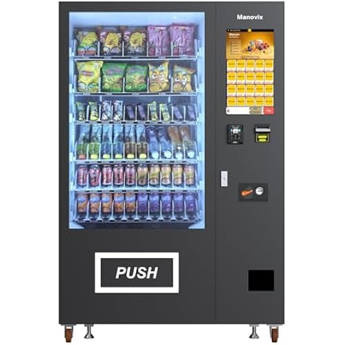 Snack and Cold Drink Combo Vending Machine for Business 21 Inch Credit Card Reader and Coin/Bill Acceptor, 60 Slots/Refrigerated with Touch Screen