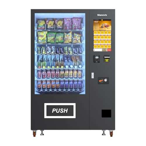 Image of Snack and Cold Drink Combo Vending Machine for Business 21 Inch Credit Card Reader and Coin /Bill Acceptor, 60 Slots /Refrigerated with Touch Screen