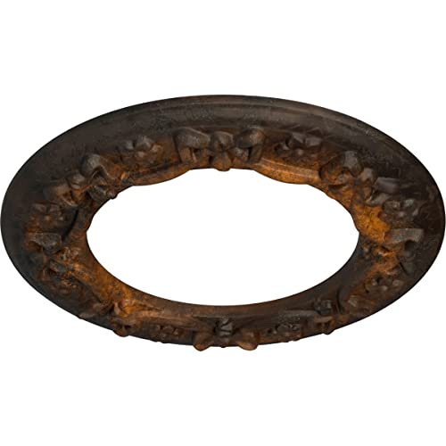 Image of Ekena Millwork CM12RIRUS 12-1 /4 inch x 7-1 /2 inch x 7 /8 inch Ribbon with Bow Ceiling Medallion, Rust