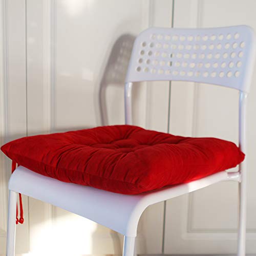 Civkor Chair Pads Seat Cushions Cover With Ties For Dining Chairs, Office Chairs, Sofa Patio Furniture Carpeted Floors, Hardwood Floors,15.5X15.5 Inch, 6 Pieces Polyester Chair Cushions,Red #TOP4