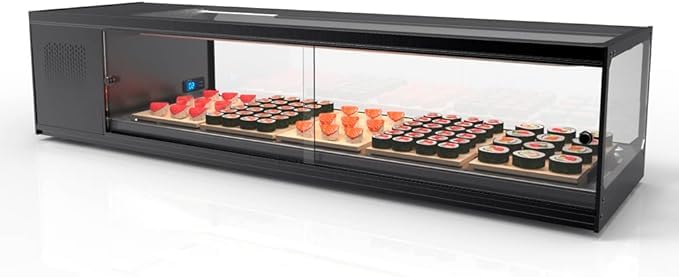 MBH - Vetrina refrigerata per SUSHI Bar Ristorante Espositore di sushi professionale con vetro dritto per ospitalità.