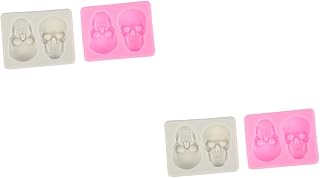 BESTOYARD 4 Pçs Molde De Crânio Moldes De Silicone DIY Bolo Crânio Decoração De Halloween Estênceis De Bolo Decoração De Esqueleto Moldes De Bolo DIY Molde Ferramenta De Cozimento Molde De