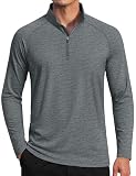 MAGCOMSEN Mens Quarter Zip Pullover Long Sleeve Shirt UPF 50+ Lightweight Golf Shirts Performance Running Workout Dark Grey, L