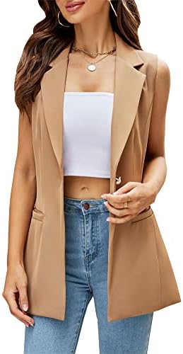 Kedera Women's Long Sleeveless Duster Trench Vest Casual Lapel Office Blazer Jacket