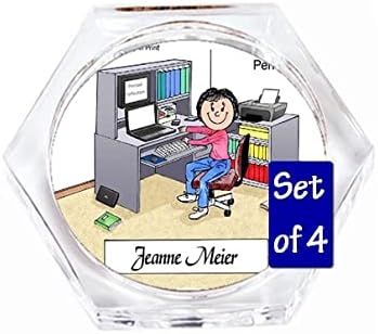 Personalized Computer Lover -Female Drink Set of 4 Coasters - Great Gift! image 3