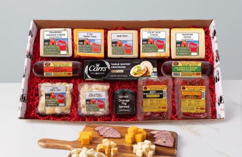 Wisconsin Cheese Company – Deluxe Meat and Cheese Gift Box – Made in Wisconsin – Charcuterie Board Gift Set for Entertaining & Gifting – Perfect for Parties and Holidays
