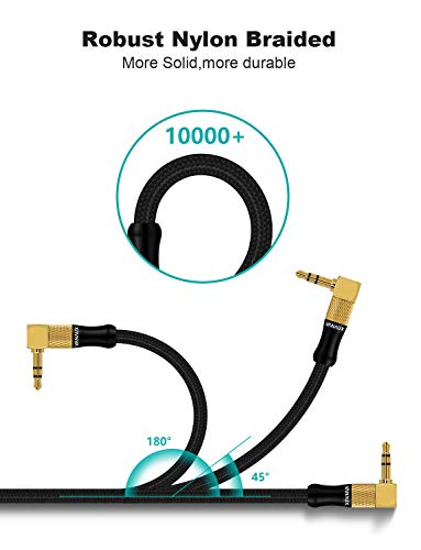 Aux Cable For Car， Vanaux 90 Degree Right Angle Auxiliary Cable Stereo Aux Jack To Jack Cord Compatible For Mp3 Player, Car Stereos, Smartphone, Speakers, Headphone And More(5Ft/1.5M) #TOP4