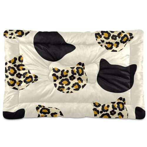 Akiraki ペットベッド 猫ベッド 犬用ベッド 猫 マット ネコ 黒猫 ねこ ヒョウ柄 豹柄 おもしろ 可愛い ペットクション 洗える 滑り止め 丈夫 耐用 通気性いい 四季通用 猫用ベッド 小型犬 寝床 約45x60cm