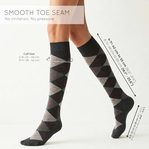 Image of Mysocks Unisex Knee High Long Socks Argyle