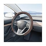 XINLIYA Car Steering Wheel Cover, Nappa Leather Anti-Slip Sporty Vehicle Steer Wheel Protector Fitting 15", Comfortable Sedan Steering Protection, Universal Automotive Interior Accessories (Coffee)