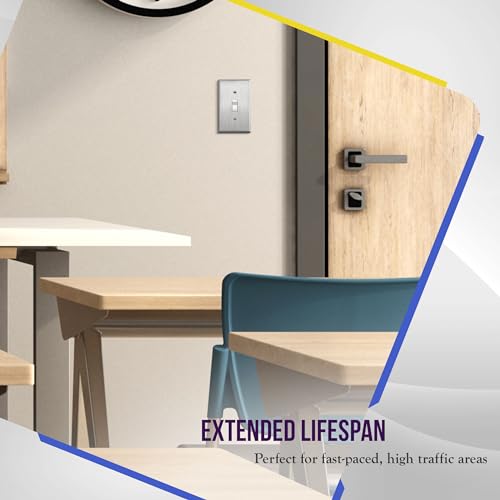 Image of ENERLITES Toggle Light Switch Stainless Steel Wall Plate, Metal Plate Corrosive Resistant Cover for Rotary Dimmers Lights, Size 1-Gang 4.50 inchx 2.76 inch, 7711, 430 Stainless Steel, UL Listed, Silver | Fits standard toggle switches; Rust-proof; Standard 1-gang; UL Listed; 7711