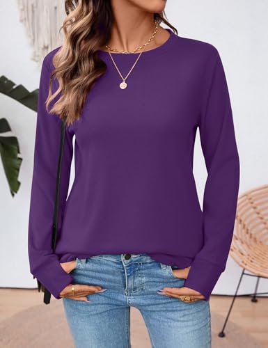 LOMON Womens Tunic Tops to Wear with Leggings Crew Neck Long Sleeve Shirts Casual Fall Tops with Thumb Holes4