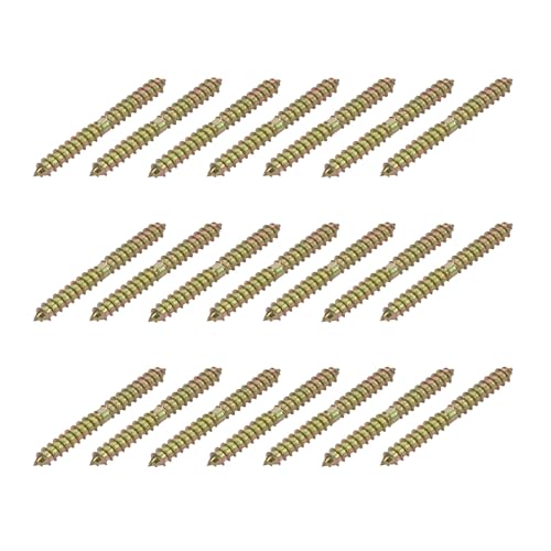 TOKIDNY Tornillos Autorroscantes de Doble Cabeza 6X60 MM de Acero al Carbono Galvanizado 40 Piezas Tornillos de Espiga para Madera a Madera Pernos de Suspensión para Muebles y