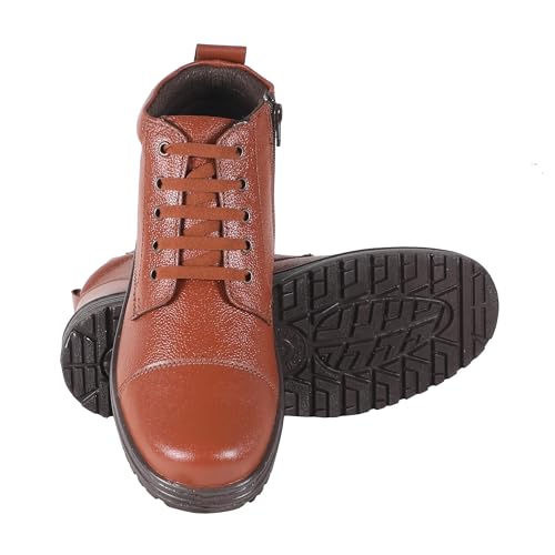 Image of Liberty Warrior 7190-166 Police Boots for Men, Genuine Leather, Single Density PU Sole, Hard Toe, Light Weight, Black & Tan, Sizes-5UK-12UK