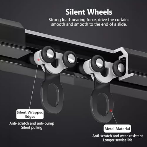Heavy Duty Ceiling Curtain Track System - Sliding Door Rods for Curtains, Adjustable Lengths 2-10m, Recessed Mount, Ideal for Living Room & Bedroom - Easy Installation