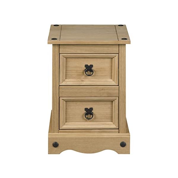 Corona Pair 2 Drawer Bedside Table, pine, 36cm x 32cm x 53cm - Image 4