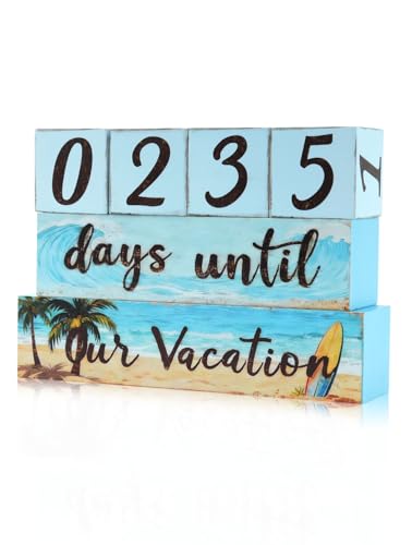 Vacation Countdown Wooden Tabletop Decor,Days Until Vacations Wood Sign For Indoor Home Decoration