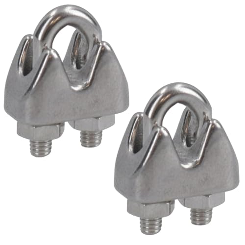AB Tools 2mm Wire Rope/Cable Grip/Clamp Stainless Steel 316 Marine Grade 2 Pack DK43
