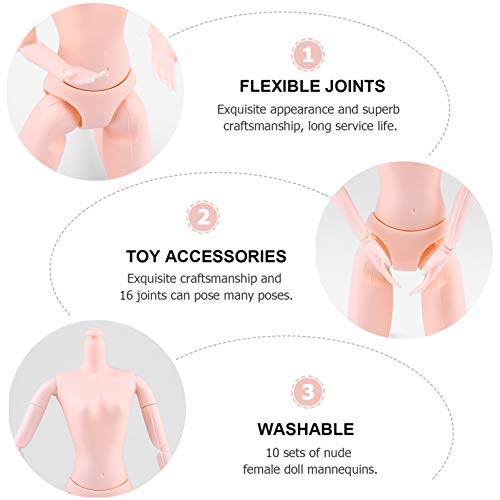 Vicasky 10Pcs Female Doll Body 16 Jointed Doll Making Moveable Body 36Cm Diy Female Girls Women Figure Nude Plastic Bodies For Diy Doll Model Supplies #TOP1