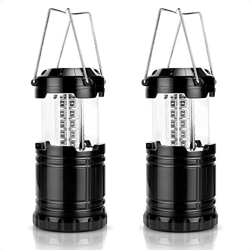 2 Pack Portable LED Camping lamp with Foldable Hook, Waterproof lamp, Battery Powered lamp, Portable Camping lamp, Applicable to Hurricane, Emergency, Family, shed, etc