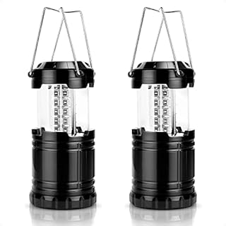 2 Pack LED Camping Lantern,Collapsible Portable LED Lanterns Battery Powered Emergency Light with Foldable Hook,for Camping, Hiking, Garden,Outages,Outdoor Portable Lantern (Style A)