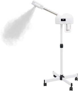 Ansiktsbastu ansiktsångare 750 W, 360 grader, roterbar, salong, ozon, ansiktsångare, varm och kall ångapparat, infällbar stång, 58–68 cm, 0–20 min timing
