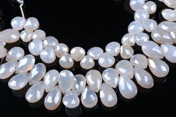 Perles poire et cœur calcédoine pour ateliers bijoux DIY