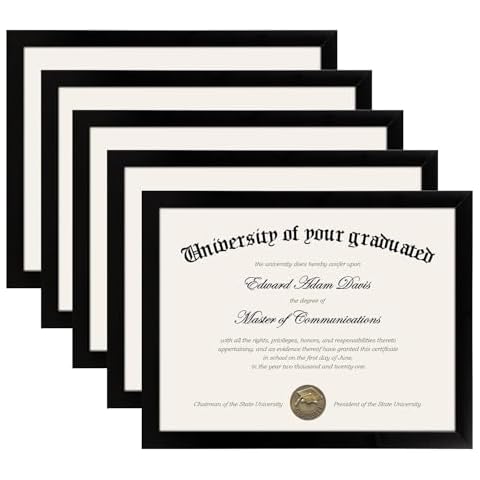 Upsimples 8.5x11 Picture Frame with High Definition Glass, 5 Pack Cover