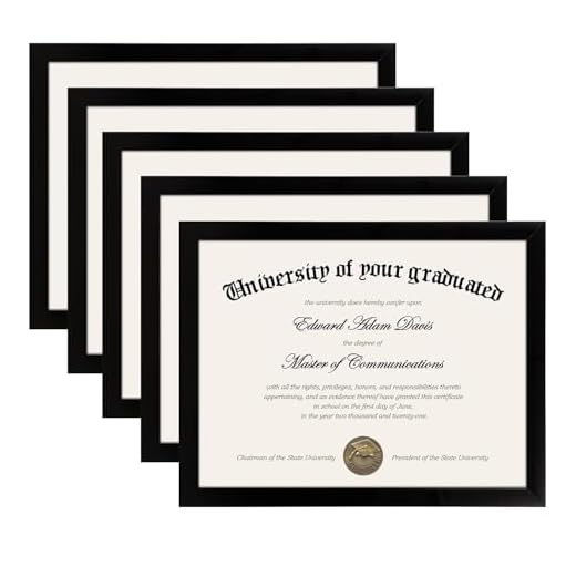 upsimples 8.5x11 Picture Frame Certificate Document Frame with High Definition Glass,5 Pack Diploma Frames for Wall and Tabletop,Black