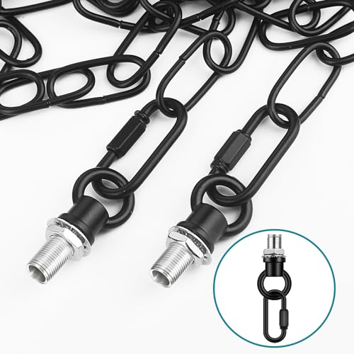 Image of garini 15 Feet Industrial Black Light Fixture Chain, Adjustable Metal Pendant Chandelier Chain Extension with Detachable Link, Maximum Load is 66 Pounds
