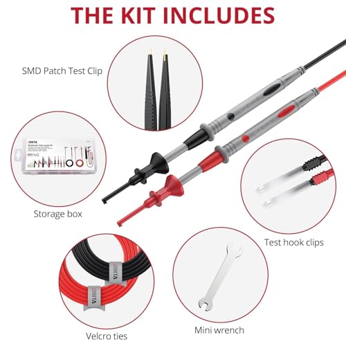 Image of BINTA 25-Piece Silicone Multimeter Leads Kit for Electricians & DIY Users, Professional Test Leads with Replaceable Probes, Alligator Clips & Tweezer for Industrial Automotive Home Electrical Testing