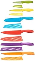 Amazon Basics Color-Coded Dishwasher Safe Kitchen 12-Piece Knife Set, 6 Knives with 6 Blade Guards, Multicolor, 13.88 x 4.13 x 1.38 inch