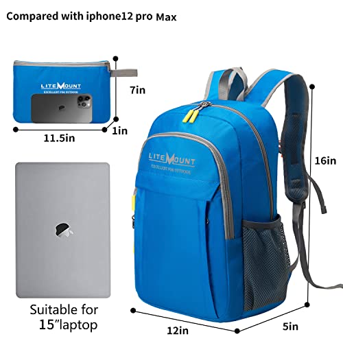 Litemount 35L Lightweight Backpack, Packable Backpack, Hiking Backpack, Foldable Backpack, Small Travel Backpack, Outdoor Daypack, Ultra-Light Backpack For Women & Men (Blue) #TOP2