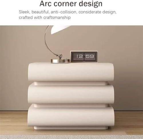 Minimalist Gray Nightstand with 3 Drawers - Heavy Duty Bedside Table & Storage Cabinet for Living Room, Bedroom, and End Table Use.