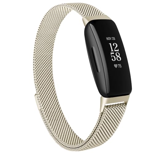 Vanjua for Fitbit Inspire 2 / Inspire 3 / Inspire/Inspire HR Bands Women Men, Stainless Steel Metal Mesh Loop Adjustable Magnetic Wristband Replacement Strap for Fitbit Inspire 2 Fitness Tracker