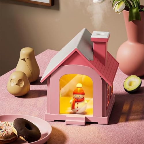 Gdfnmogo Humidificador de casa de nieve de Navidad con luz nocturna colorida, niebla fría silenciosa de 500 ml para dormitorio, oficina y decoración de vacaciones, apagado automático (rosa) Gdfnmogo Humidificador de casa de nieve de Navidad con luz nocturna colorida, niebla fría silenciosa de 500 ml para dormitorio, oficina y decoración de vacaciones, apagado automático (rosa)