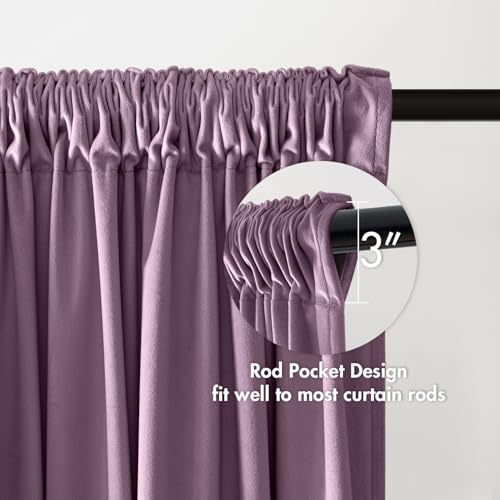 Image of MIULEE Lavender Blackout Velvet Curtains Drapes 108 Inch Long 52 inchx108 inch | Luxurious Bedroom Living Room Decor, Room Darkening, Thermal Insulated, Rod Pocket Design, Super Soft Fabric, Extra Long
