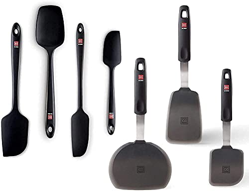 Di Oro Gourmet Series 7-Piece Silicone Spatula Set - 600F Heat-Resistant Rubber Spatulas - 3 Turner Spatulas And 4 Seamless Spatulas - Lfgb Certified And Bpa Free Pro-Grade Silicone (Black) #TOP15